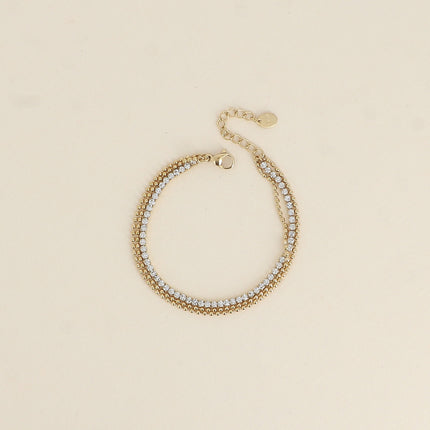 Bracelet - 3 chaînes, 2 chaînes boules et chaîne rivière