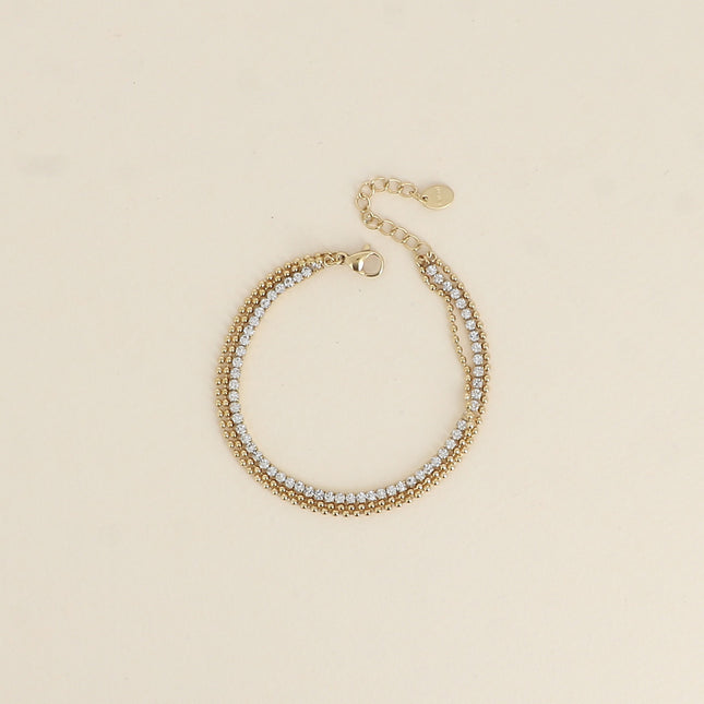 Bracelet - 3 chaînes, 2 chaînes boules et chaîne rivière
