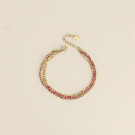 Bracelet - 3 chaînes, 2 chaînes boules et chaîne rivière
