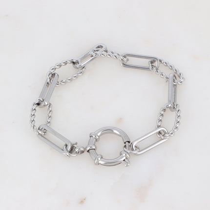 Bracelet Lizig - fermoir boué et anneaux torsadés et lisses