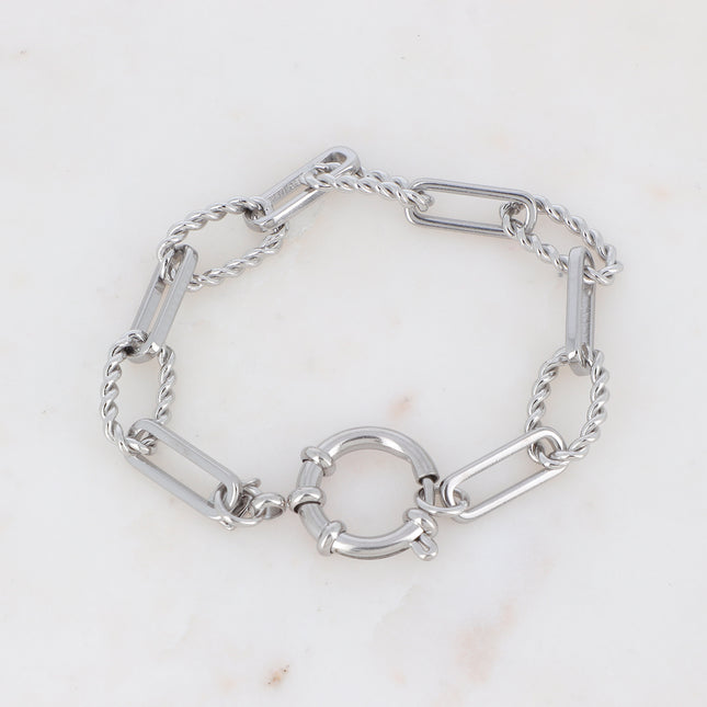 Bracelet Lizig - fermoir boué et anneaux torsadés et lisses