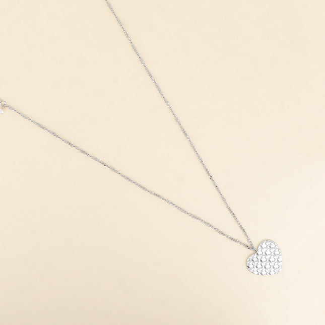 Sautoir - mailles gourmette, alternée, perles d'eau douce, coeur texturé