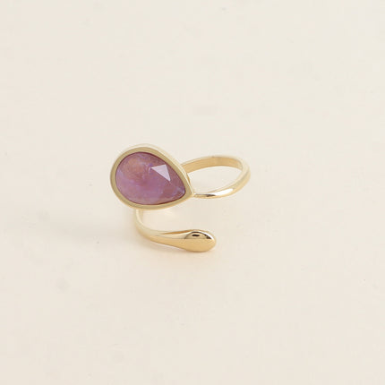 Bague ouverte - pierre naturelle goutte