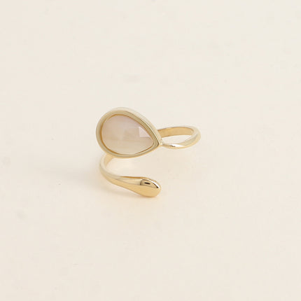 Bague ouverte - pierre naturelle goutte