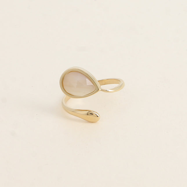 Bague ouverte - pierre naturelle goutte