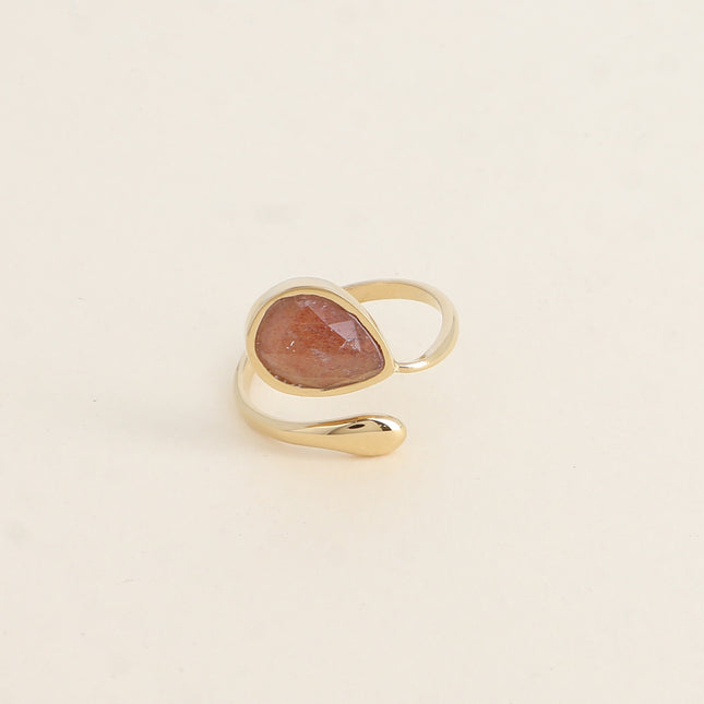 Bague ouverte - pierre naturelle goutte