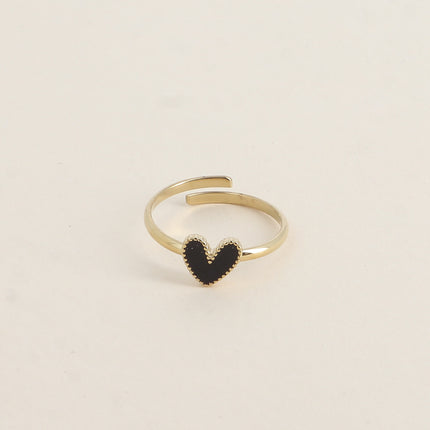 Bague Yesenia - coeur émaillé, contour milgrain