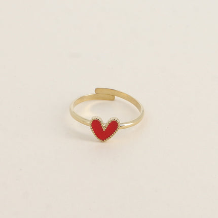Bague Yesenia - coeur émaillé, contour milgrain