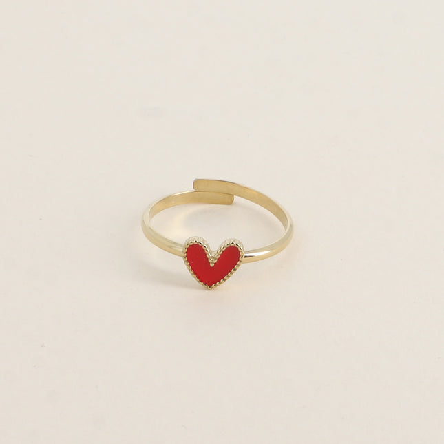 Bague Yesenia - coeur émaillé, contour milgrain