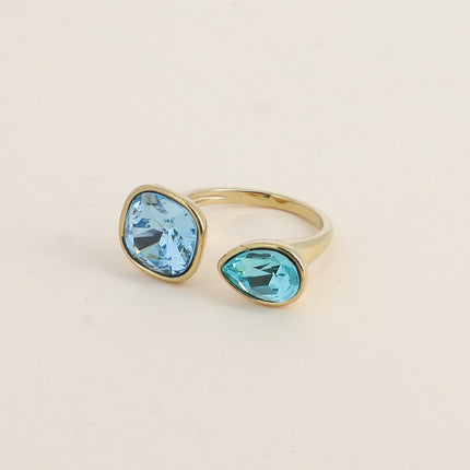 Bague ouverte - ornée de cristaux Swarovski® 10mm et goutte