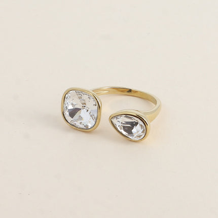 Bague ouverte - ornée de cristaux Swarovski® 10mm et goutte