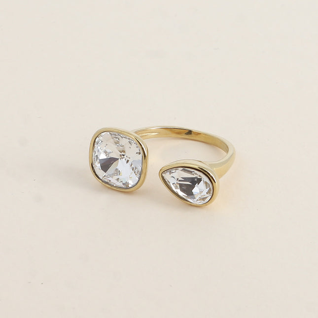 Bague ouverte - ornée de cristaux Swarovski® 10mm et goutte
