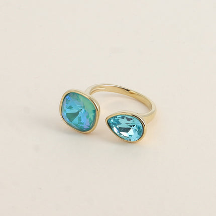 Bague ouverte - ornée de cristaux Swarovski® 10mm et goutte