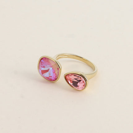 Bague ouverte - ornée de cristaux Swarovski® 10mm et goutte