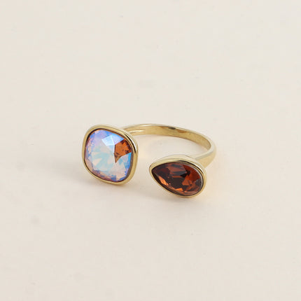 Bague ouverte - ornée de cristaux Swarovski® 10mm et goutte
