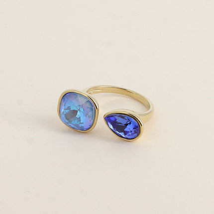 Bague ouverte - ornée de cristaux Swarovski® 10mm et goutte