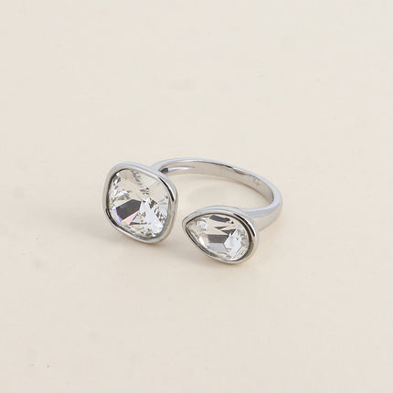 Bague ouverte - ornée de cristaux Swarovski® 10mm et goutte