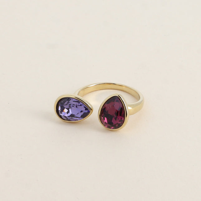 Bague ouverte - ornée de cristaux Swarovski® gouttes