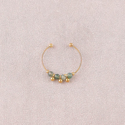Bague - 4 pierres naturelles rondes et 3 boules