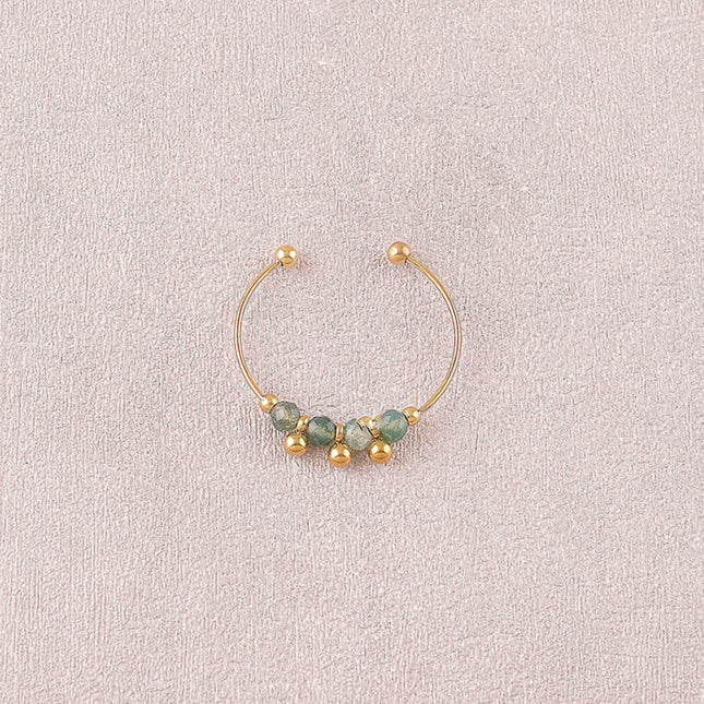 Bague - 4 pierres naturelles rondes et 3 boules