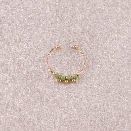 Bague - 4 pierres naturelles rondes et 3 boules