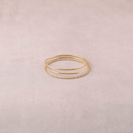 Lot de 3 joncs fins - lisse, torsadé et croco