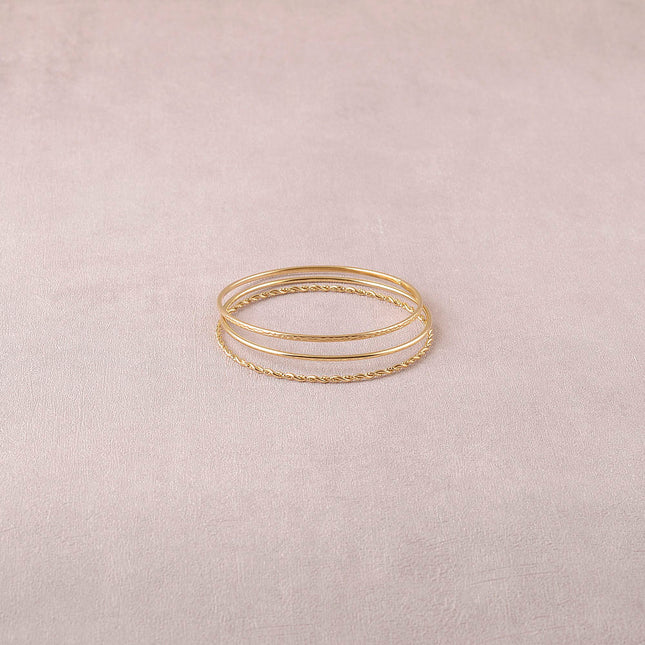 Lot de 3 joncs fins - lisse, torsadé et croco
