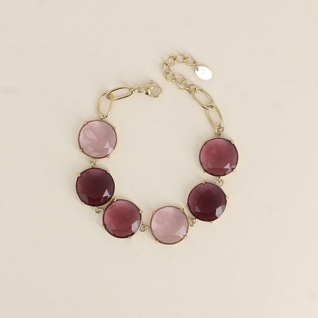 Bracelet - 6 cristaux ronds plats