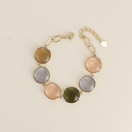 Bracelet - 6 cristaux ronds plats