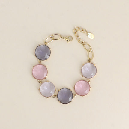 Bracelet - 6 cristaux ronds plats
