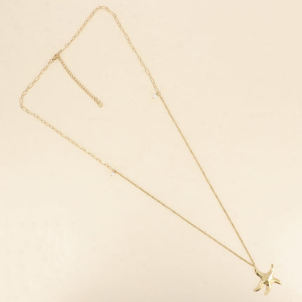 Necklace - curb chain, alternating links, freshwater pearls, starfish