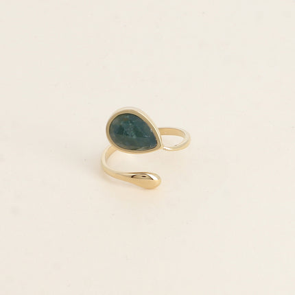 Bague ouverte - pierre naturelle goutte