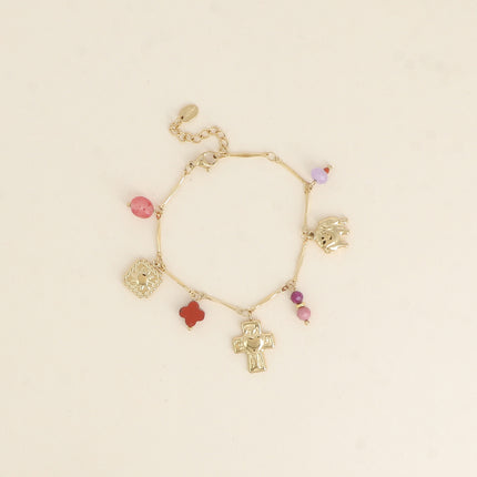 Bracelet Dolce - pierres naturelles, soleil, trèfle, éléphant