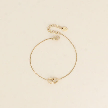 Bracelet - cuffed hearts, curb chain