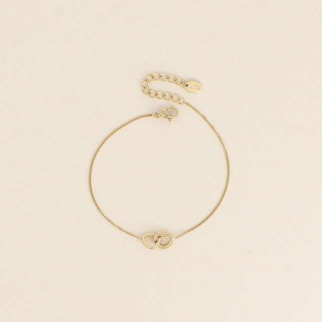 Bracelet - cuffed hearts, curb chain
