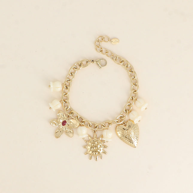Bracelet - soleil, coeur, fleur