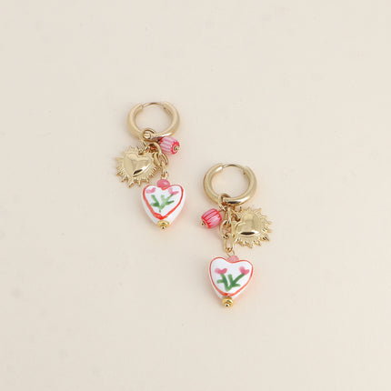 Creole Corazón - hearts, ceramic bead, natural stones