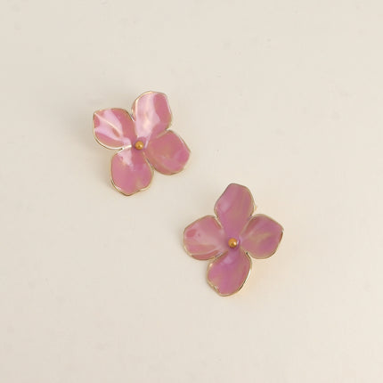 Boucles puces - 4 pétales en émail