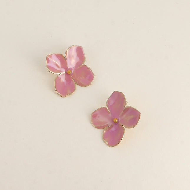 Boucles puces - 4 pétales en émail