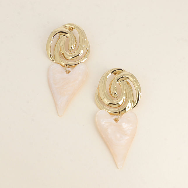 Boucles pendantes - 2 pièces en résine, noeud et coeur 36 x 95 mm