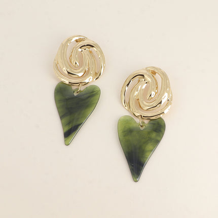 Boucles pendantes - 2 pièces en résine, noeud et coeur 36 x 95 mm