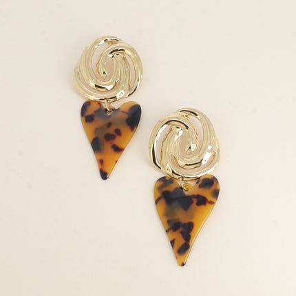 Boucles pendantes - 2 pièces en résine, noeud et coeur 36 x 95 mm