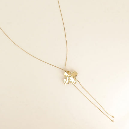 Collier Y - pendentif floral à 4 pétales