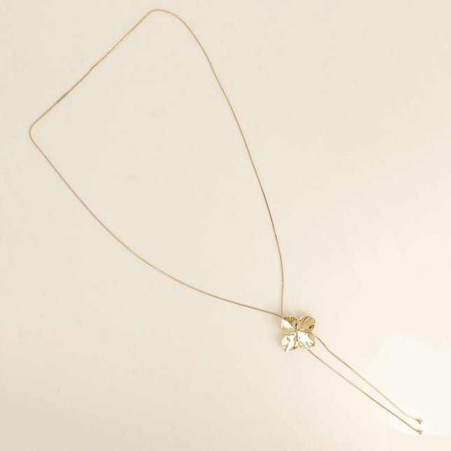 Collier Y - pendentif floral à 4 pétales