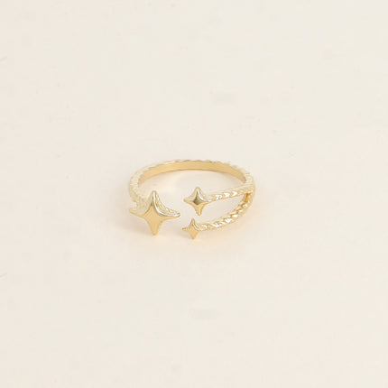 Bague ouverte - anneau tressé et 3 étoiles du Nord