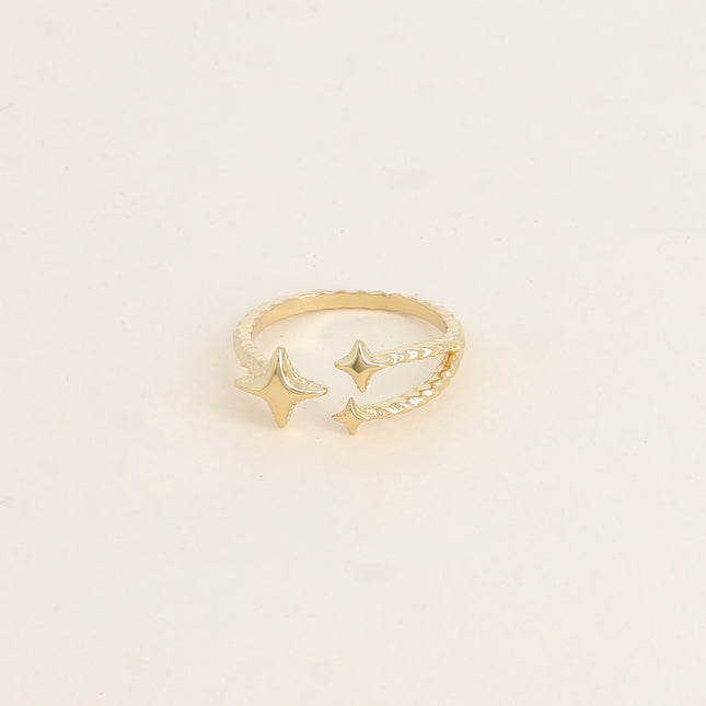 Bague ouverte - anneau tressé et 3 étoiles du Nord