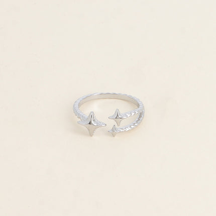 Bague ouverte - anneau tressé et 3 étoiles du Nord