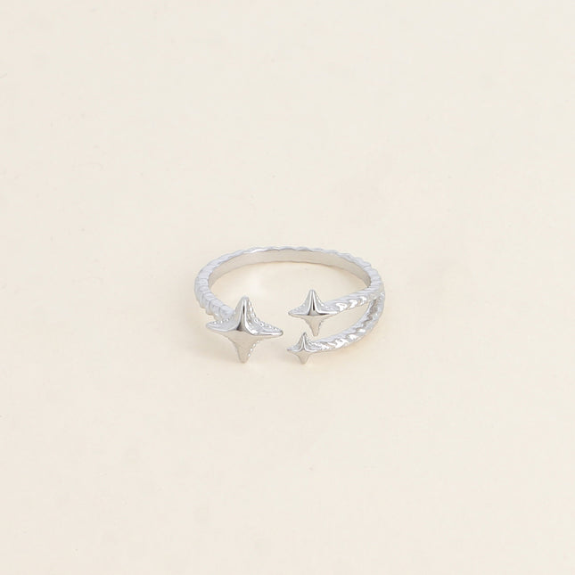 Bague ouverte - anneau tressé et 3 étoiles du Nord