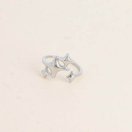 Bague ouverte - anneau tressé et 4 étoiles du Nord