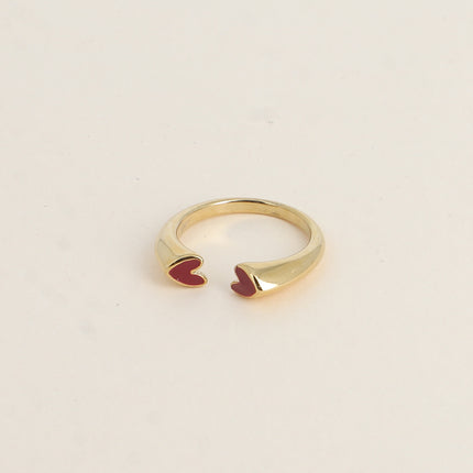 Bague - deux coeurs plats en émail
